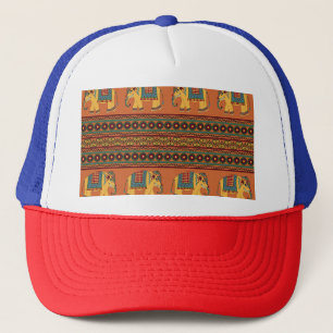 Indian Elephants, Orange Traditional Seamless. Trucker Hat