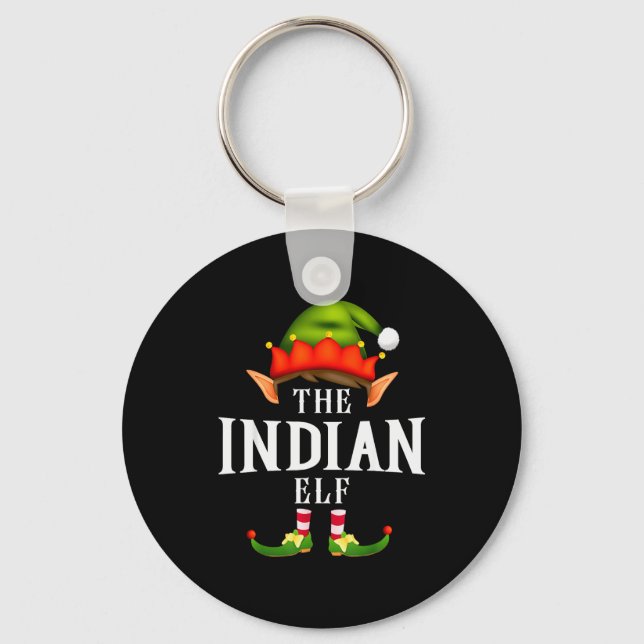 Indian Elf Group Funny Christmas Pajama Party  Key Ring (Front)