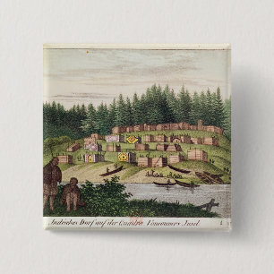 Indian Encampment on Quadra Island 15 Cm Square Badge