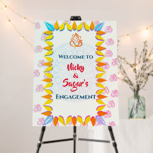 Indian Engagement Ceremony Welcome Sign Foam Board