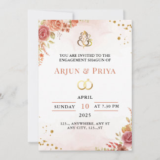 Indian Engagement Shagun Invitation Card