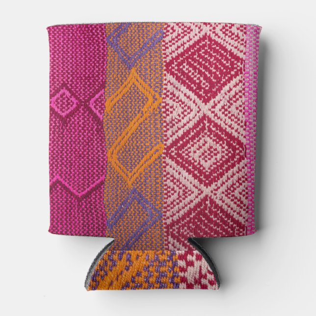 Indian fabric, colourful pattern details. can cooler (Front)