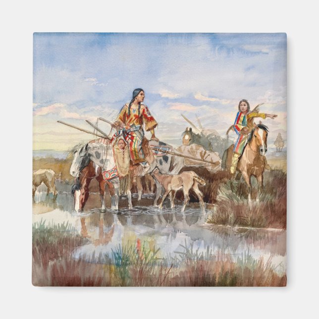 Indian Family with Travois, 1897 by Russell Magnet (Front)