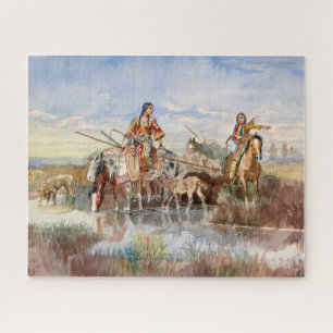 Indian Family with Travois by Charles M. Russell Jigsaw Puzzle