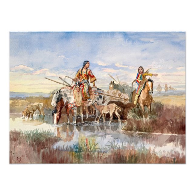 Indian Family with Travois by Charles M. Russell Photo Print (Front)