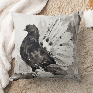 Indian Fantail Pigeon Eyeliner Hen Cushion
