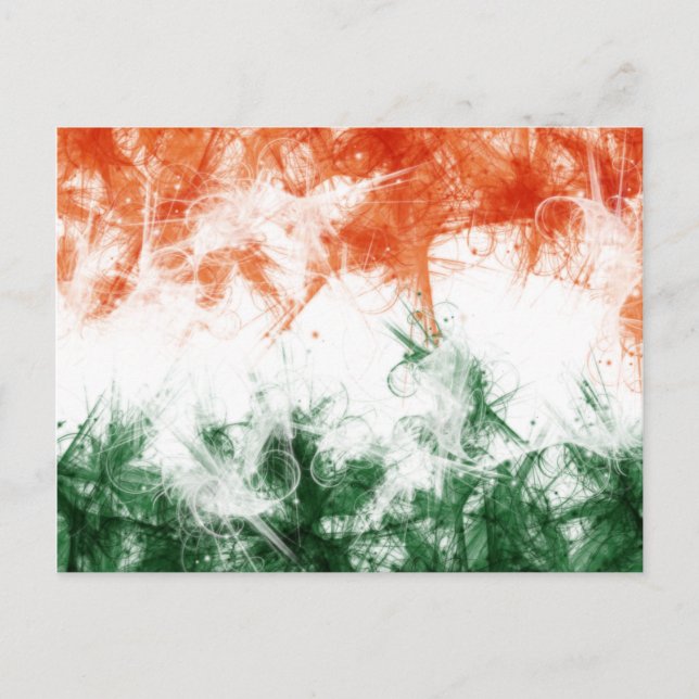 Indian Flag Abstract Saffron Green Postcard (Front)