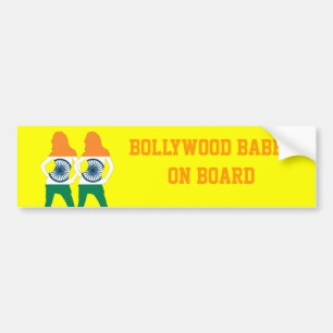 Indian flag and bollywood babes fun bumper sticker