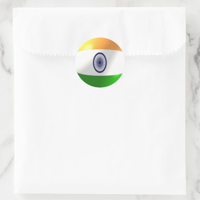 Indian Flag Classic Round Sticker (Bag)
