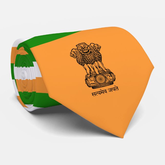 Indian Flag & Coat of Arms, Flag of India Tie (Rolled)