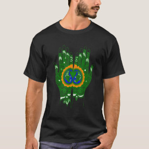 Indian Flag Color Henna Hands Bohemian Graphic T-Shirt
