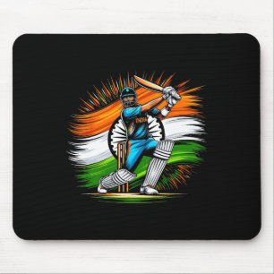 Indian Flag Cricket Lover Fan India Pride Men Wome Mouse Mat