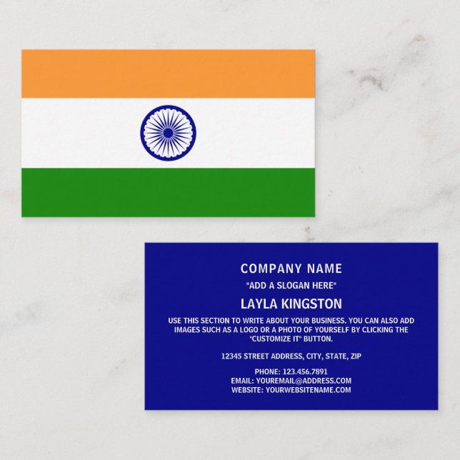 Indian Flag, Flag of India Business Card (Front/Back)