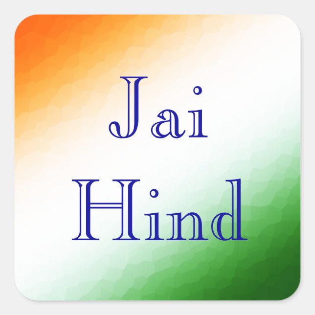 Indian Flag Jai Hind Square Sticker (Front)