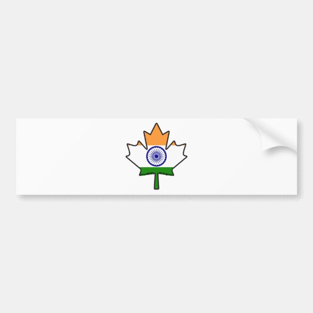 Indian Flag Maple Leaf Bumper Sticker (Front)