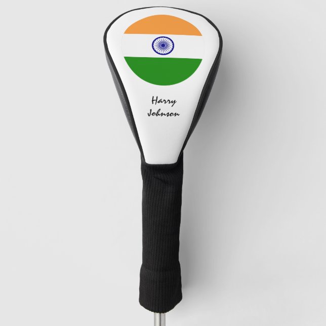 Indian Flag & Monogrammed Golf Clubs Covers (Front)