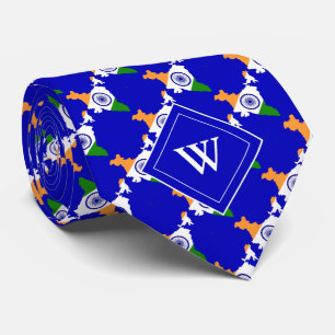INDIAN Flag of India Monogram BLUE Tie
