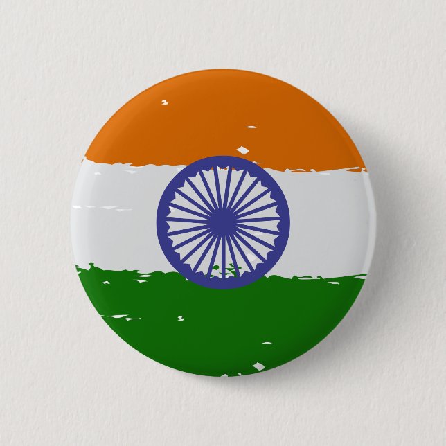 INDIAN FLAG with Brush Effect 6 Cm Round Badge (Front)