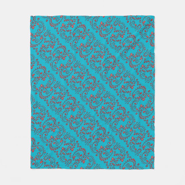 Indian fleur de lis henna pattern fleece blanket (Front)