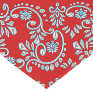 Indian fleur de lys henna pattern short table runner