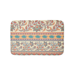 Indian Floral Borders Seamless Pattern Bath Mat