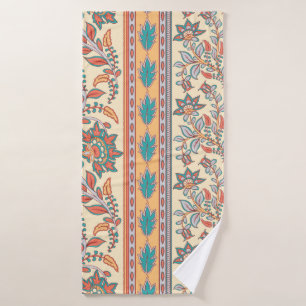 Indian Floral Borders Seamless Pattern Bath Towel