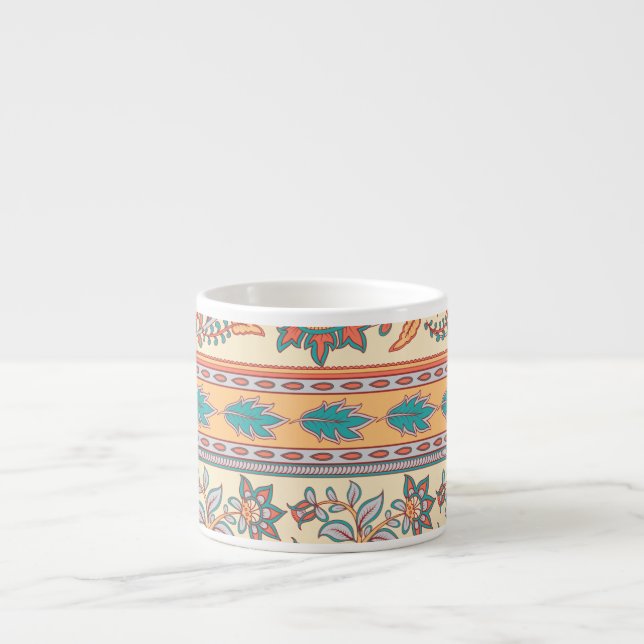 Indian Floral Borders Seamless Pattern Espresso Cup (Front)