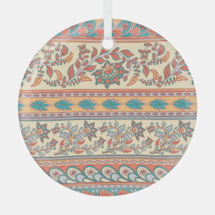 Indian Floral Borders Seamless Pattern Glass Tree Decoration