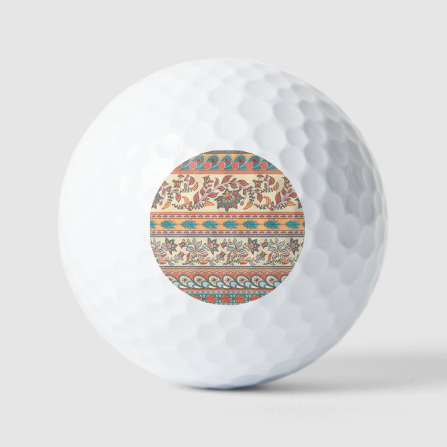 Indian Floral Borders Seamless Pattern Golf Balls (Front)