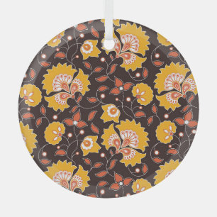 Indian Floral Coloured Vintage Seamless Glass Tree Decoration