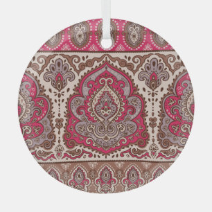 Indian floral paisley, ethnic mandala pattern. glass tree decoration