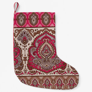 Indian floral paisley, ethnic mandala pattern. small christmas stocking