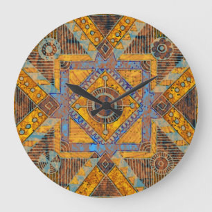 Indian Floral Paisley: Ethnic Medallion. Large Clock