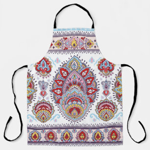 Indian floral paisley medallion pattern. Ethnic Ma Apron