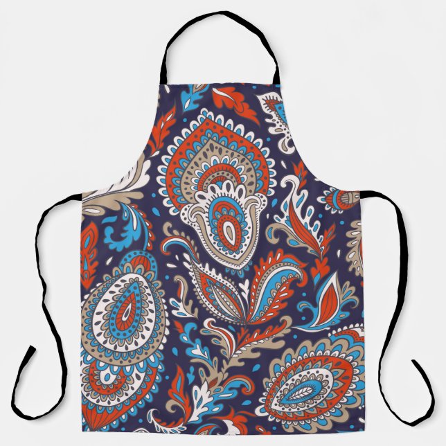 Indian floral paisley medallion pattern. Ethnic Ma Apron (Front)
