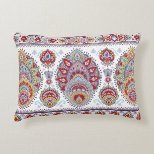Indian floral paisley medallion pattern. Ethnic Ma Decorative Cushion