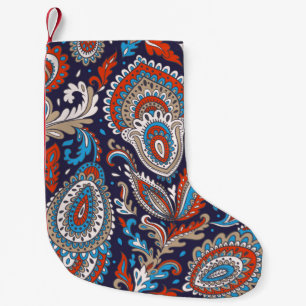 Indian floral paisley medallion pattern. Ethnic Ma Small Christmas Stocking