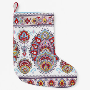 Indian floral paisley medallion pattern. Ethnic Ma Small Christmas Stocking