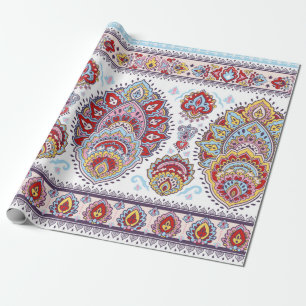 Indian floral paisley medallion pattern. Ethnic Ma Wrapping Paper
