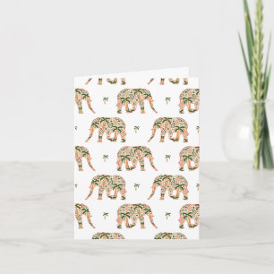 Indian Floral Paisley Ornate Elephants Card