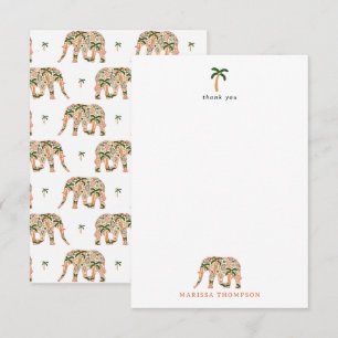 Indian Floral Paisley Ornate Elephants Thank You Card