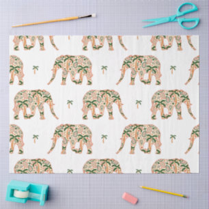 Indian Floral Paisley Ornate Elephants Tissue Paper