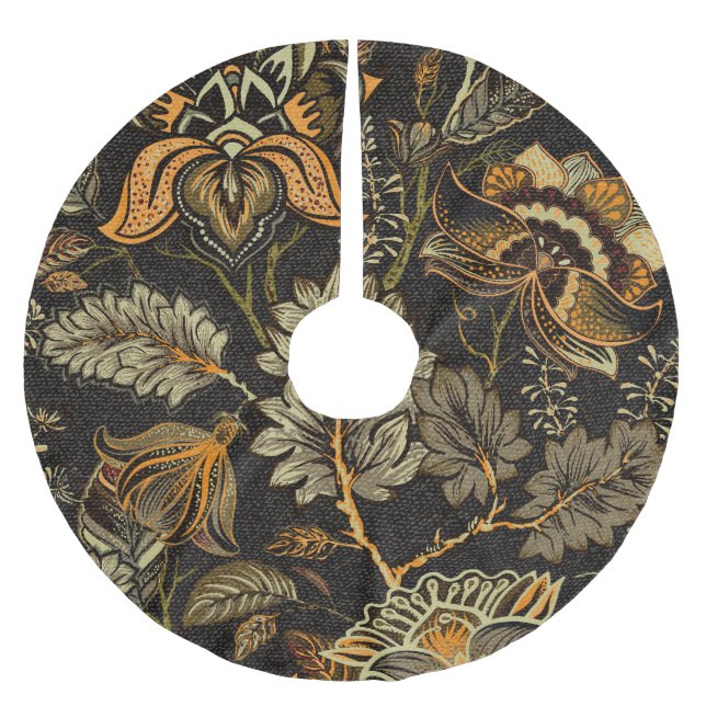 Indian floral paisley, seamless ethnic pattern. brushed polyester tree skirt (Front)