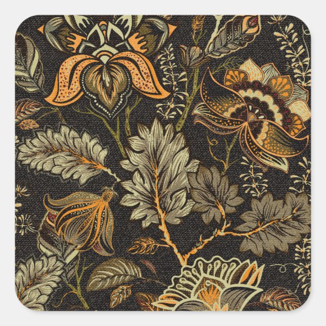 Indian floral paisley, seamless ethnic pattern. square sticker (Front)