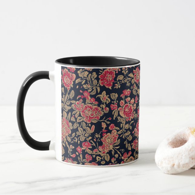 Indian Floral Pattern Mug (With Donut)