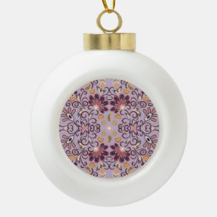 Indian floral tablecloth: lovely pastel pattern ceramic ball christmas ornament