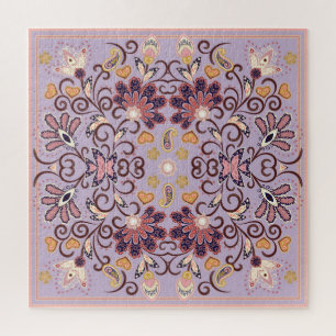 Indian floral tablecloth: lovely pastel pattern jigsaw puzzle