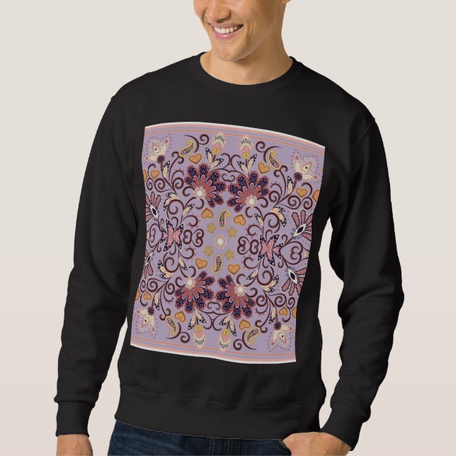 Indian floral tablecloth: lovely pastel pattern sweatshirt (Front)