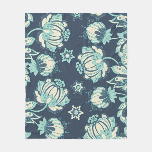 Indian Floral Vintage Seamless Pattern Fleece Blanket (Front)
