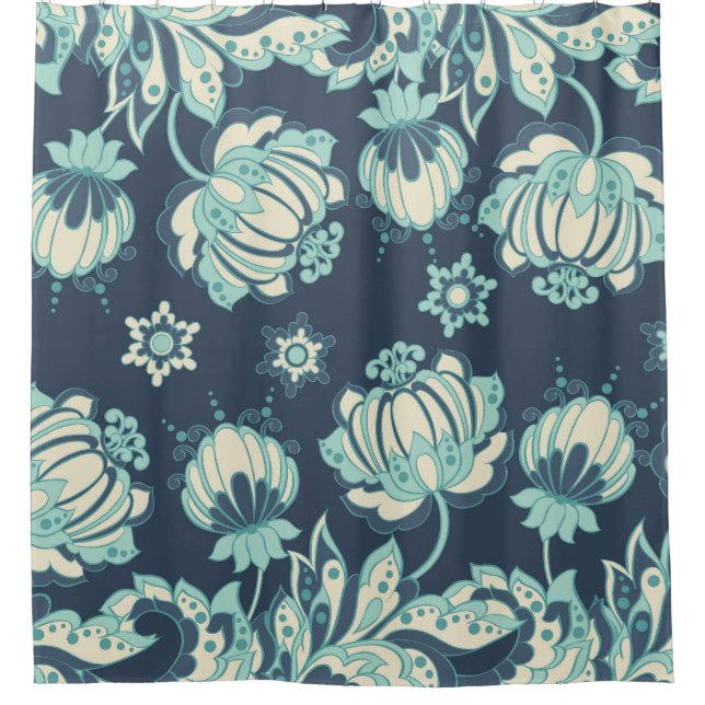 Indian Floral Vintage Seamless Pattern Shower Curtain (Front)